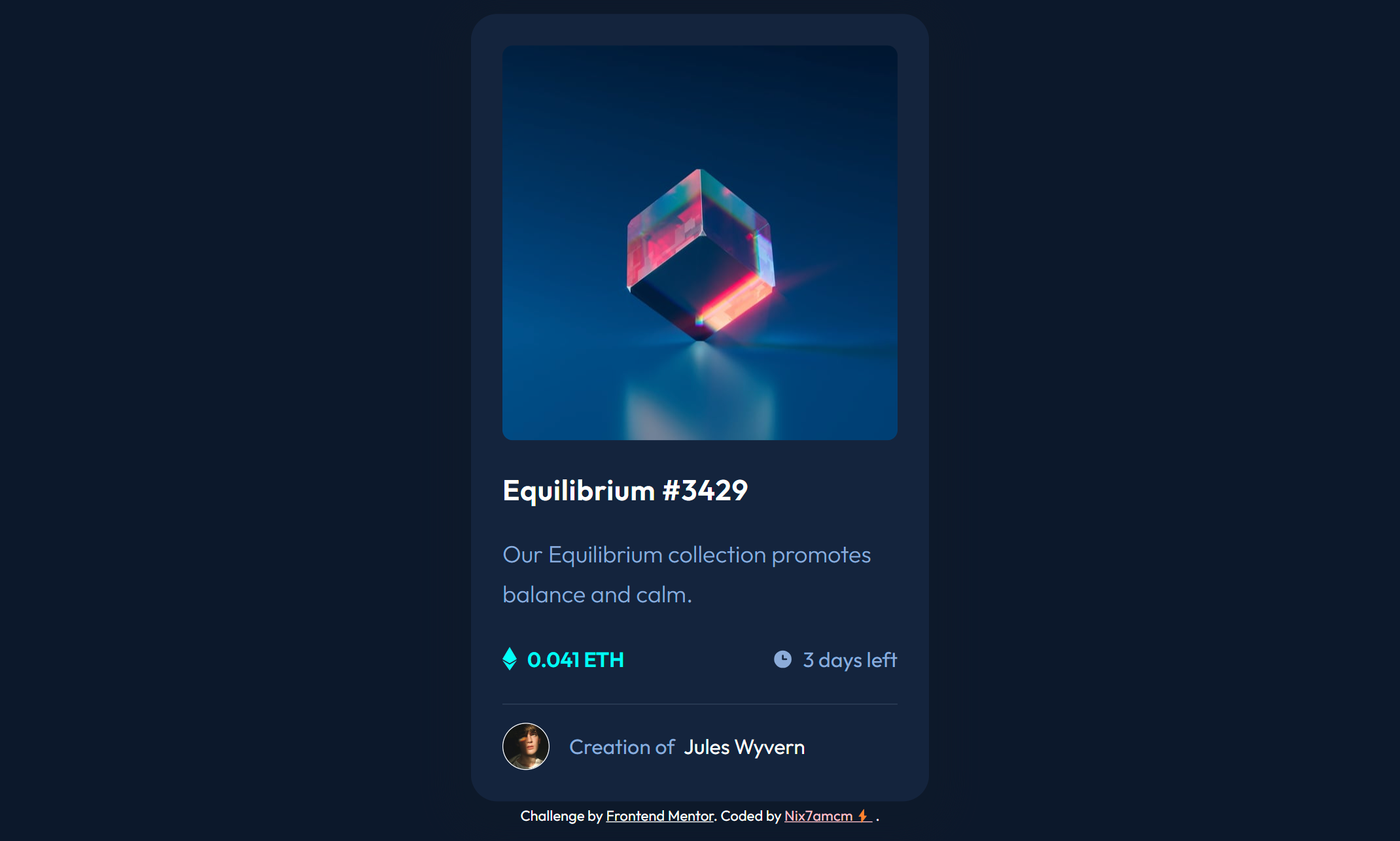 Screenshot of NFT Preview Card Component